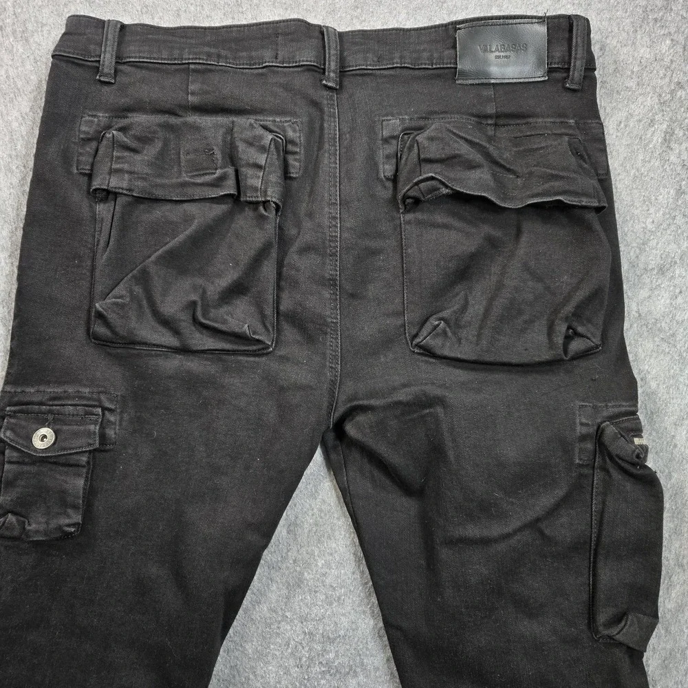 Valabasas Pants Mens 37x35 (36 Tag) Black Cargo Denim Bootcut Streetwear